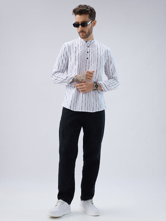 Crisp Canvas Contrast Striped Kurta