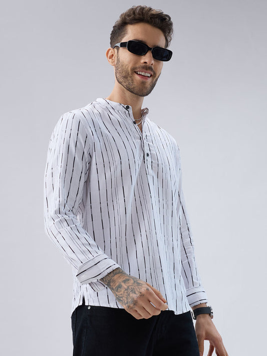 Crisp Canvas Contrast Striped Kurta