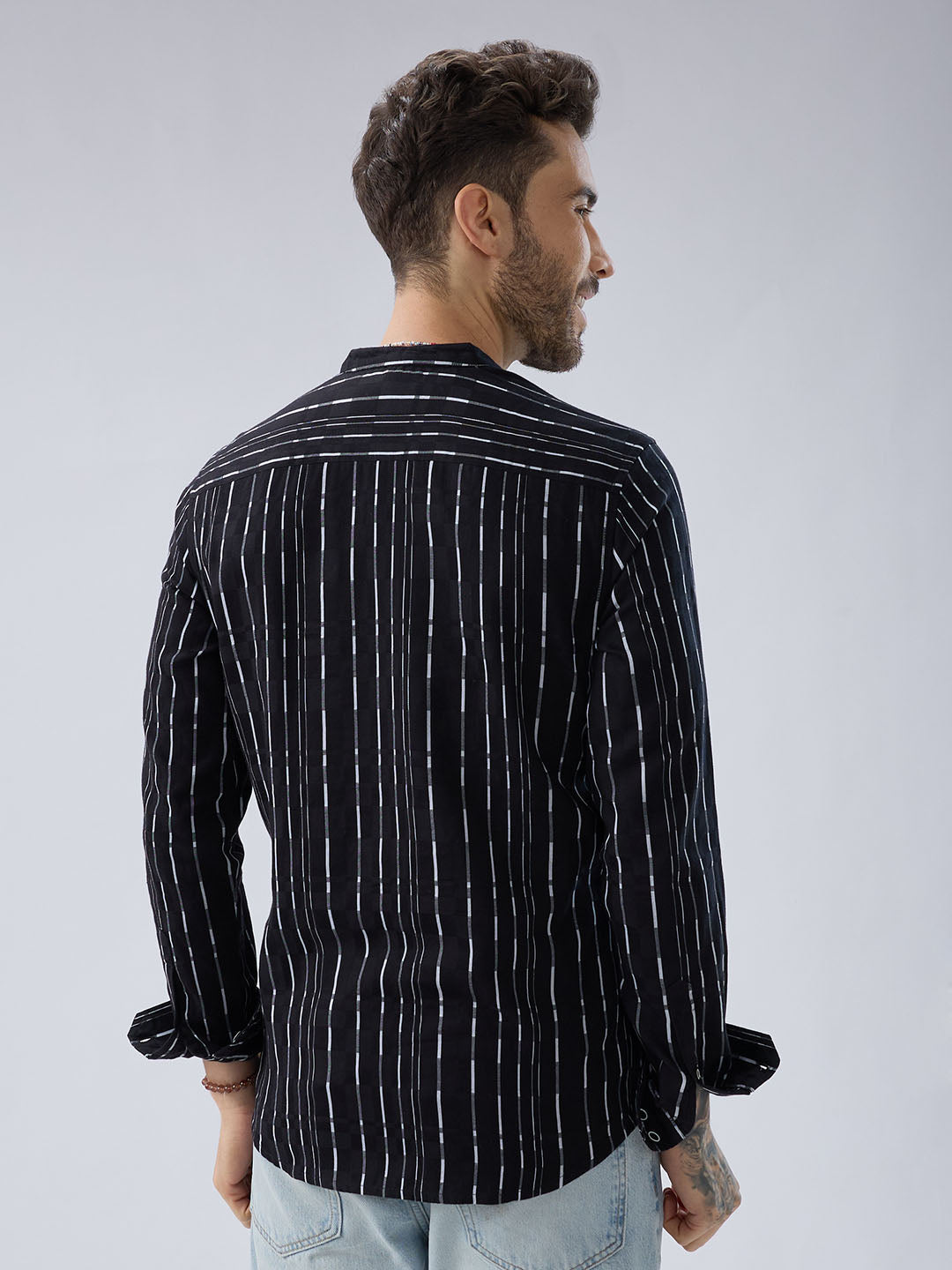 Minimalist Monochrome Vertical Stripes Kurta