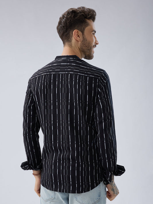 Minimalist Monochrome Vertical Stripes Kurta