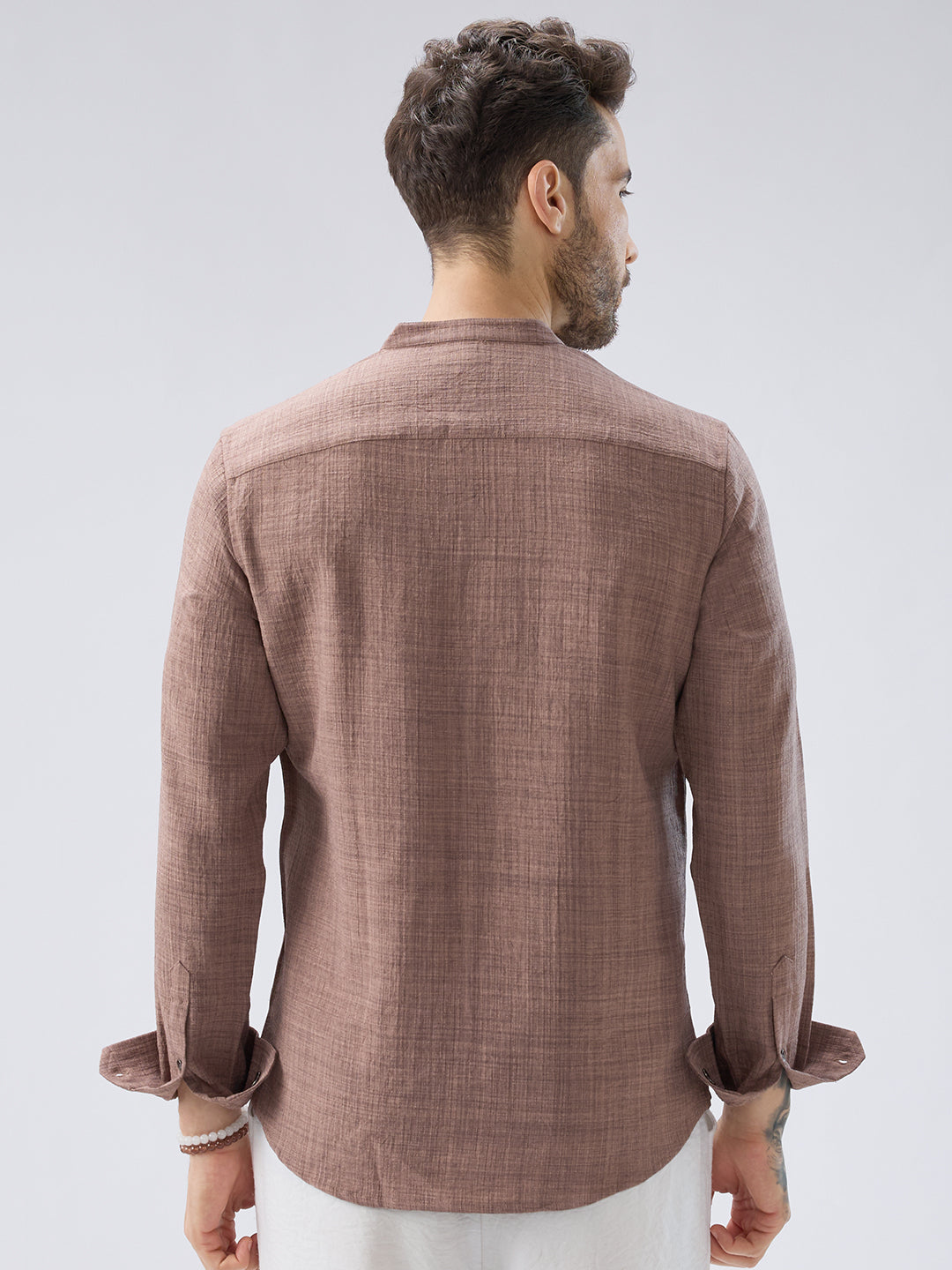 Beaver Brown Slub Textured Kurta