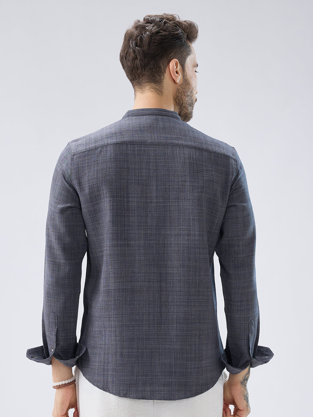 Arsenic Grey Slub Textured Kurta