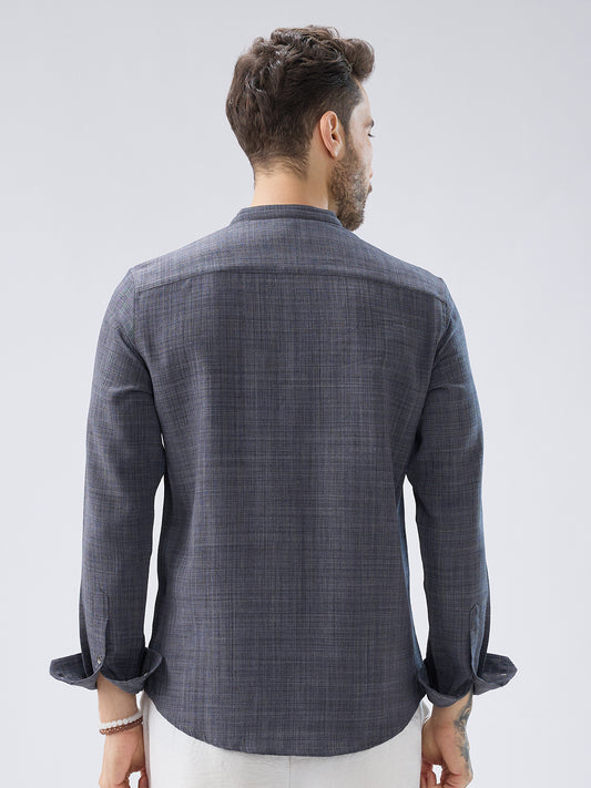 Arsenic Grey Slub Textured Kurta