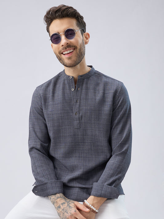 Arsenic Grey Slub Textured Kurta