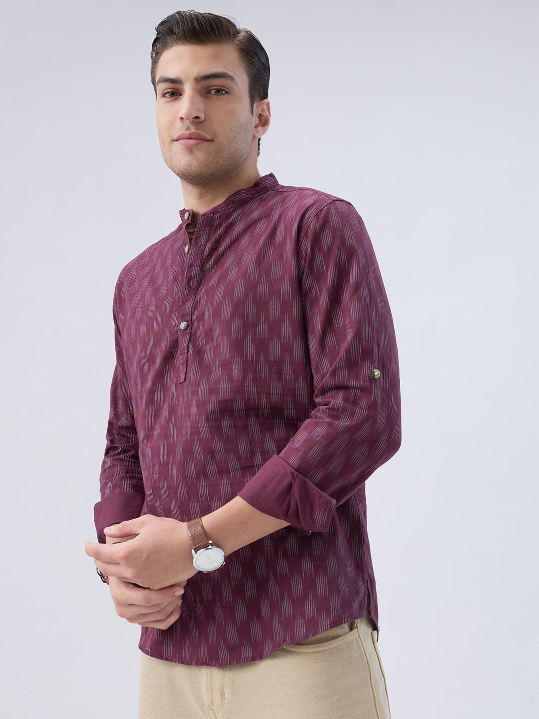 Antique Maroon Ikat Printed Kurta