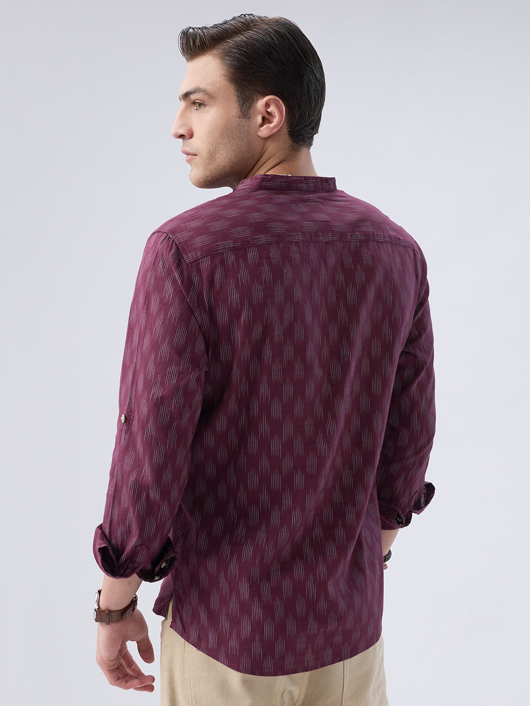 Antique Maroon Ikat Printed Kurta