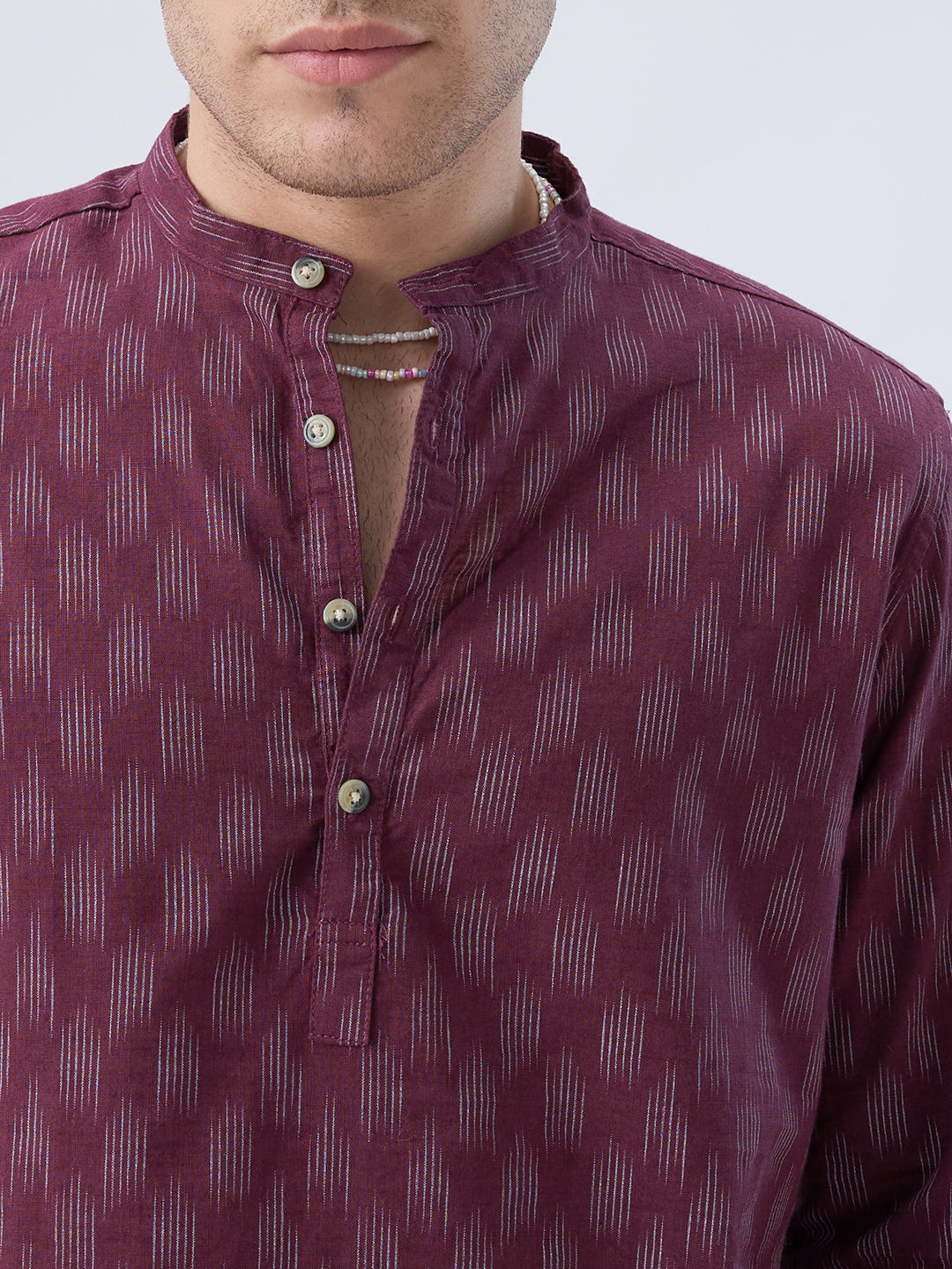 Antique Maroon Ikat Printed Kurta