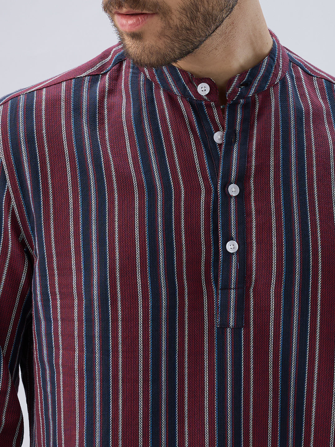 Classic Maroon & Navy Stripes Kurta