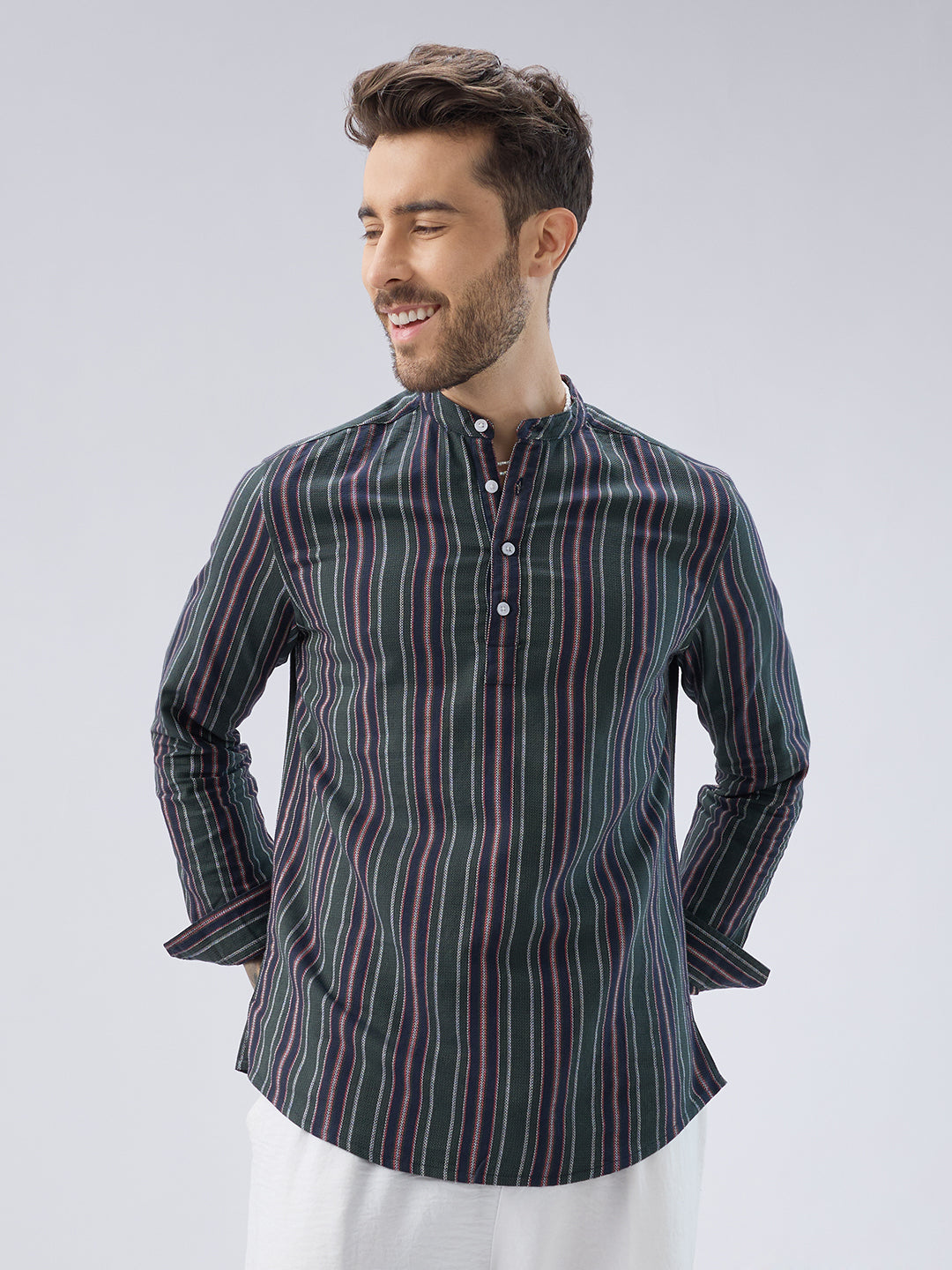 Premium Cotton Forest Muse Multistripe Kurta