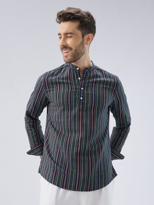 Premium Cotton Forest Muse Multistripe Kurta