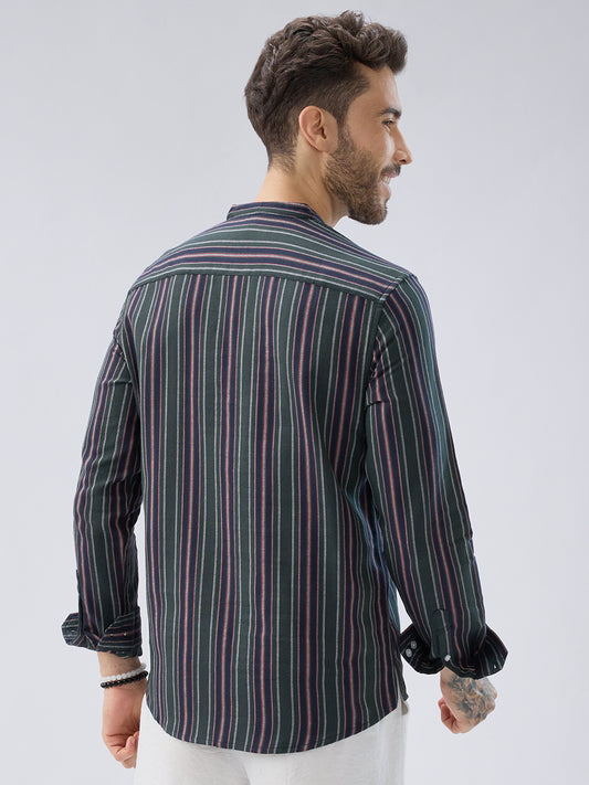 Premium Cotton Forest Muse Multistripe Kurta