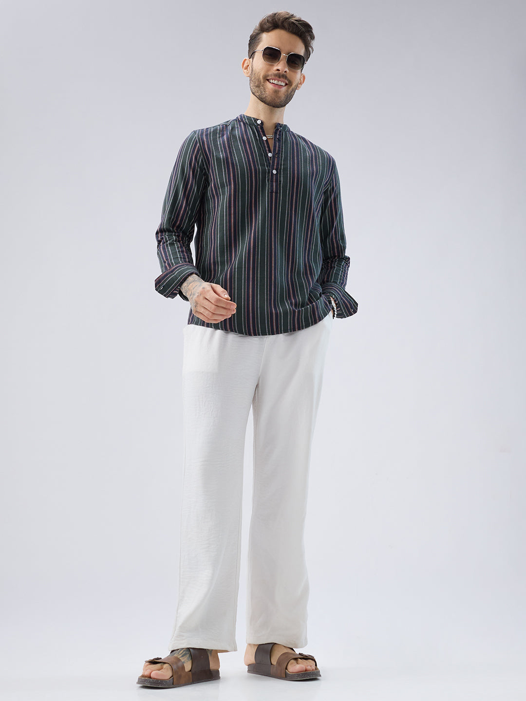 Premium Cotton Forest Muse Multistripe Kurta