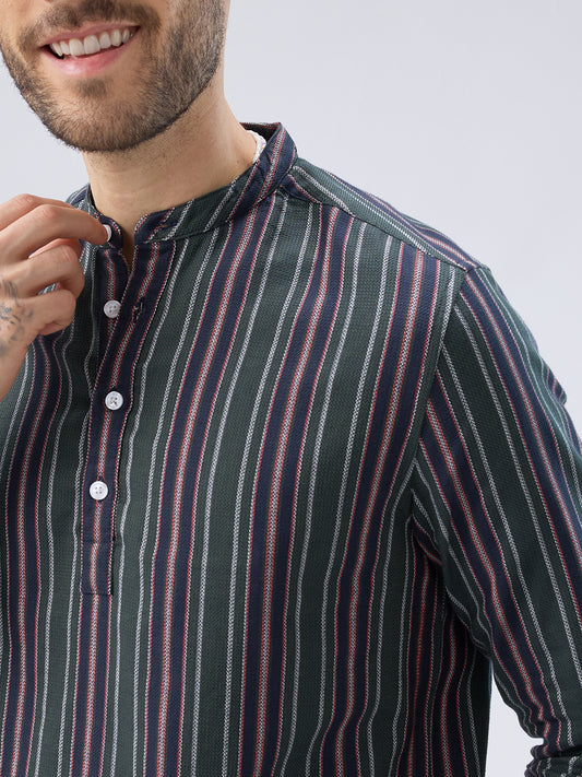 Premium Cotton Forest Muse Multistripe Kurta