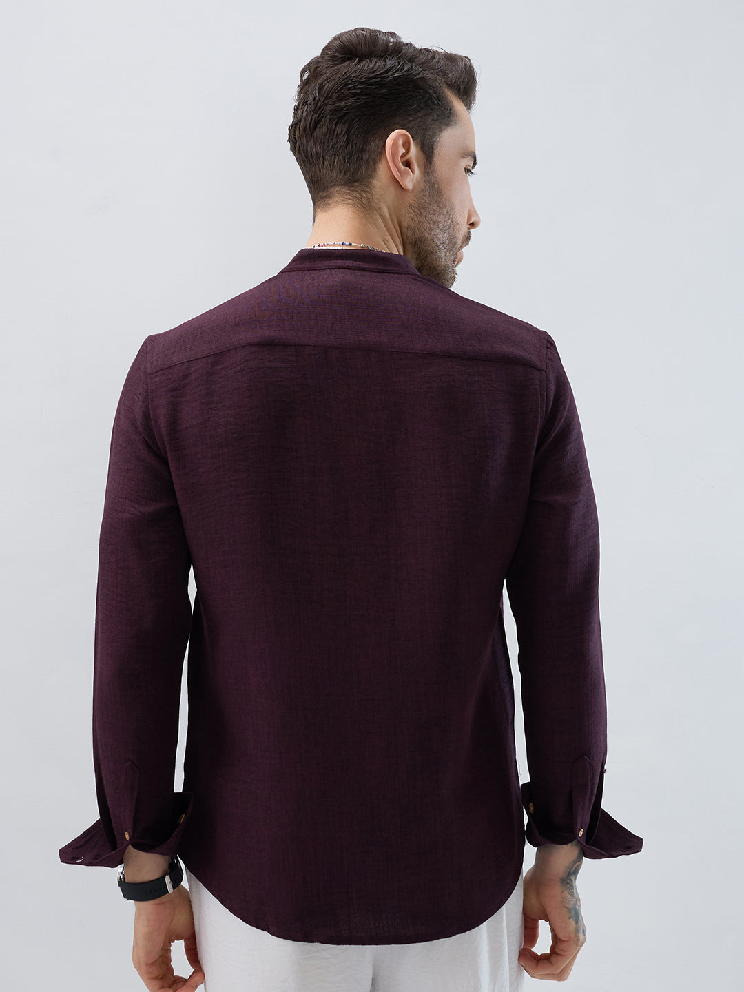 Elegant Slub Textued Plum Kurta