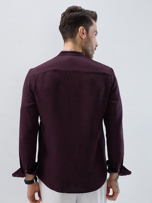 Elegant Slub Textued Plum Kurta