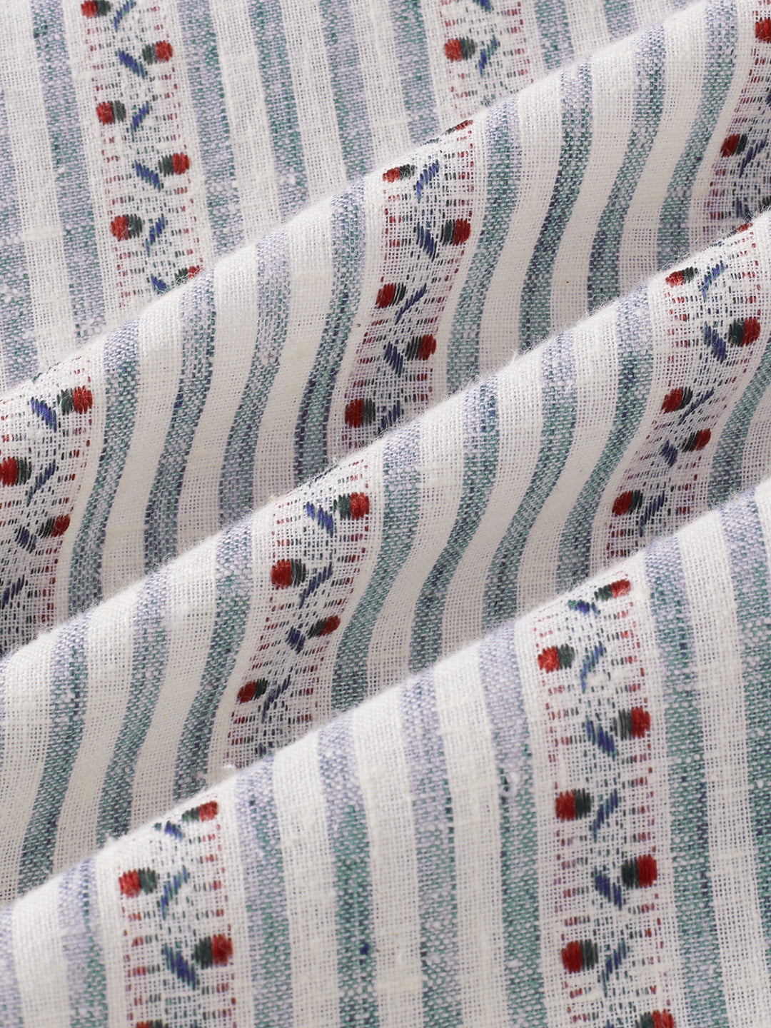 Coastal Mist Linen Blend Striped Kurta