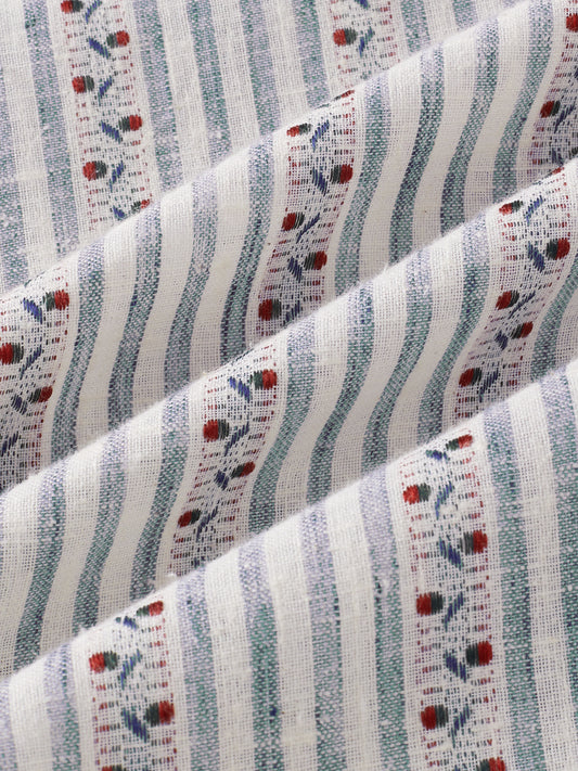 Coastal Mist Linen Blend Striped Kurta