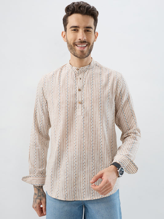Desert Bloom Linen Blend Striped Kurta