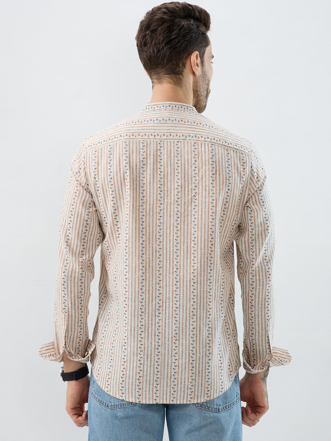 Desert Bloom Linen Blend Striped Kurta