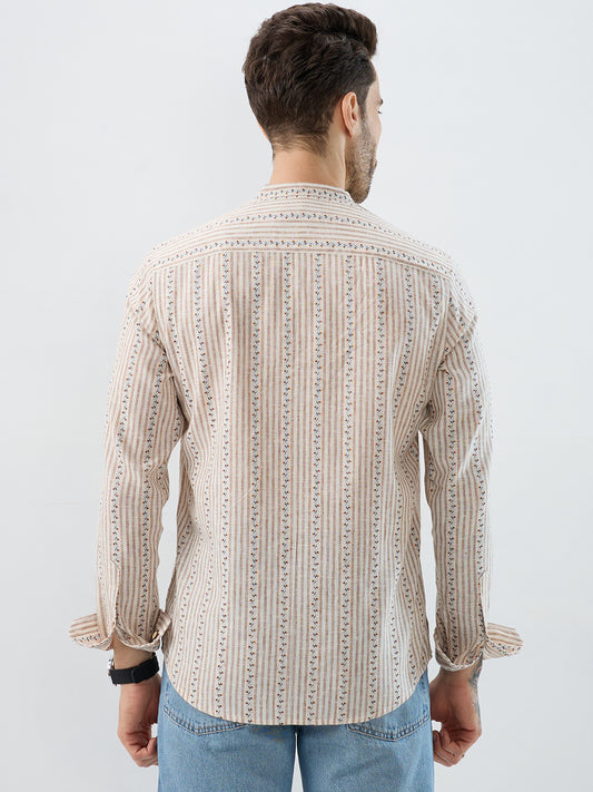 Desert Bloom Linen Blend Striped Kurta