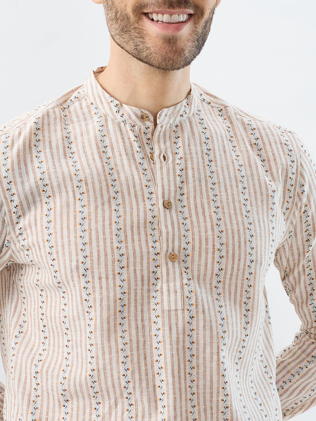 Desert Bloom Linen Blend Striped Kurta
