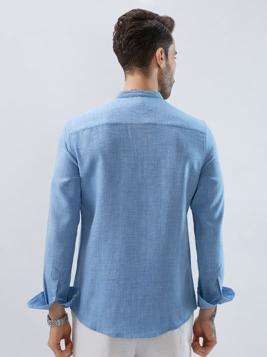Skyline Blue Fine Weave Textured Kurta