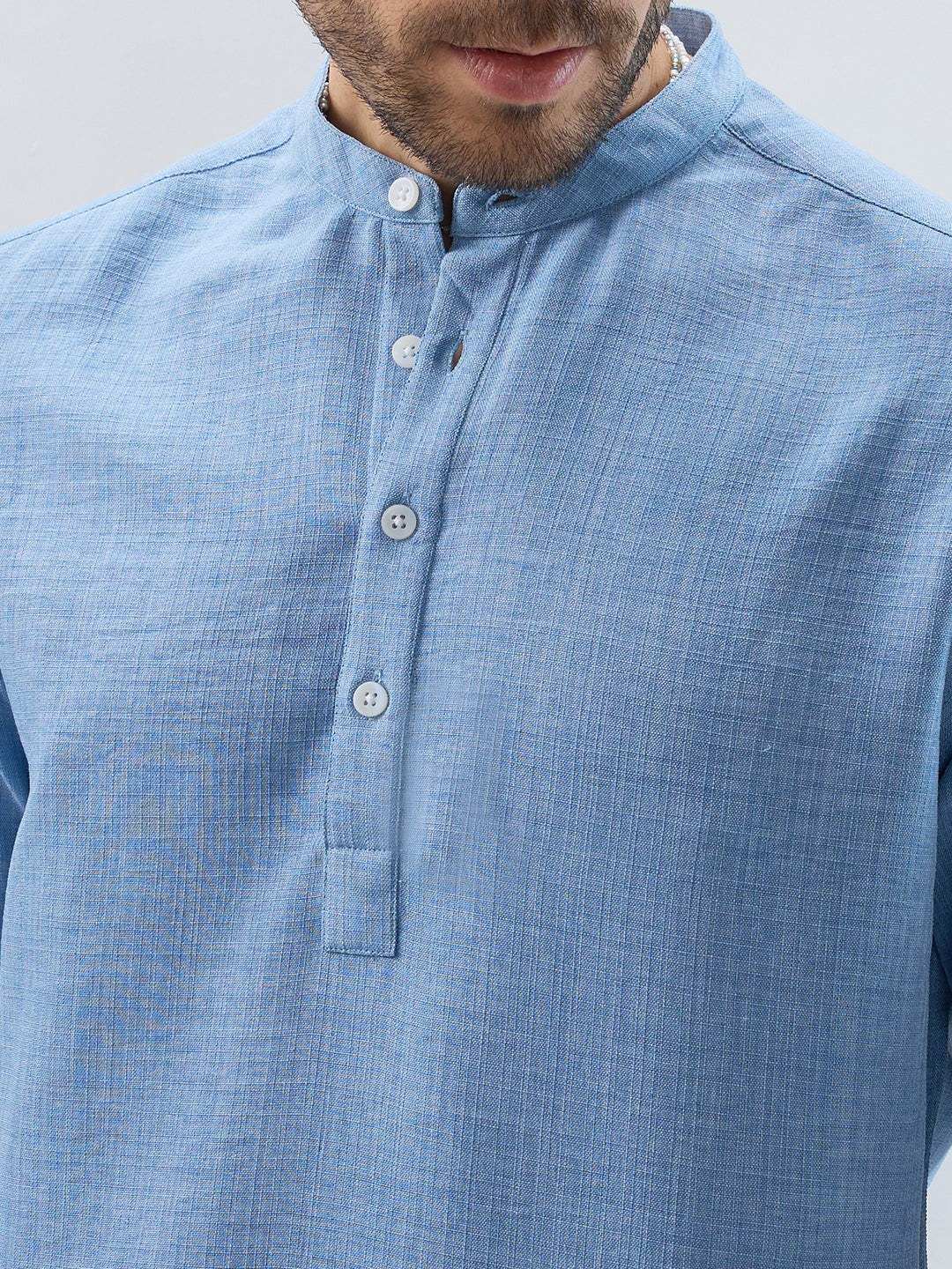 Skyline Blue Fine Weave Textured Kurta