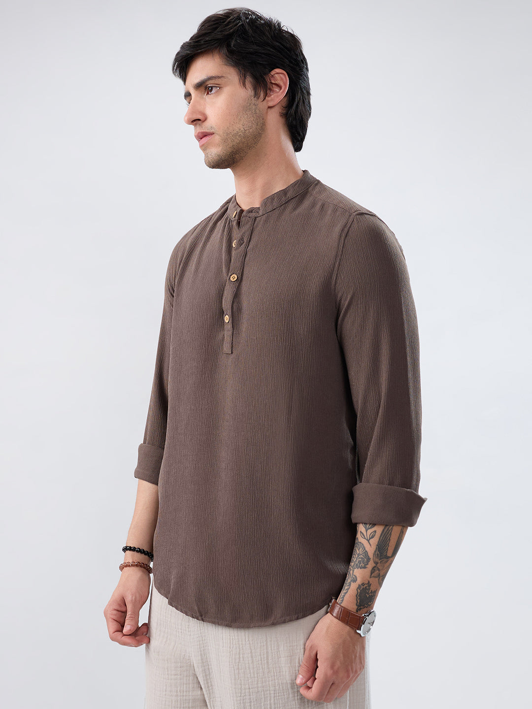 Classic Grey Crinkled Kurta