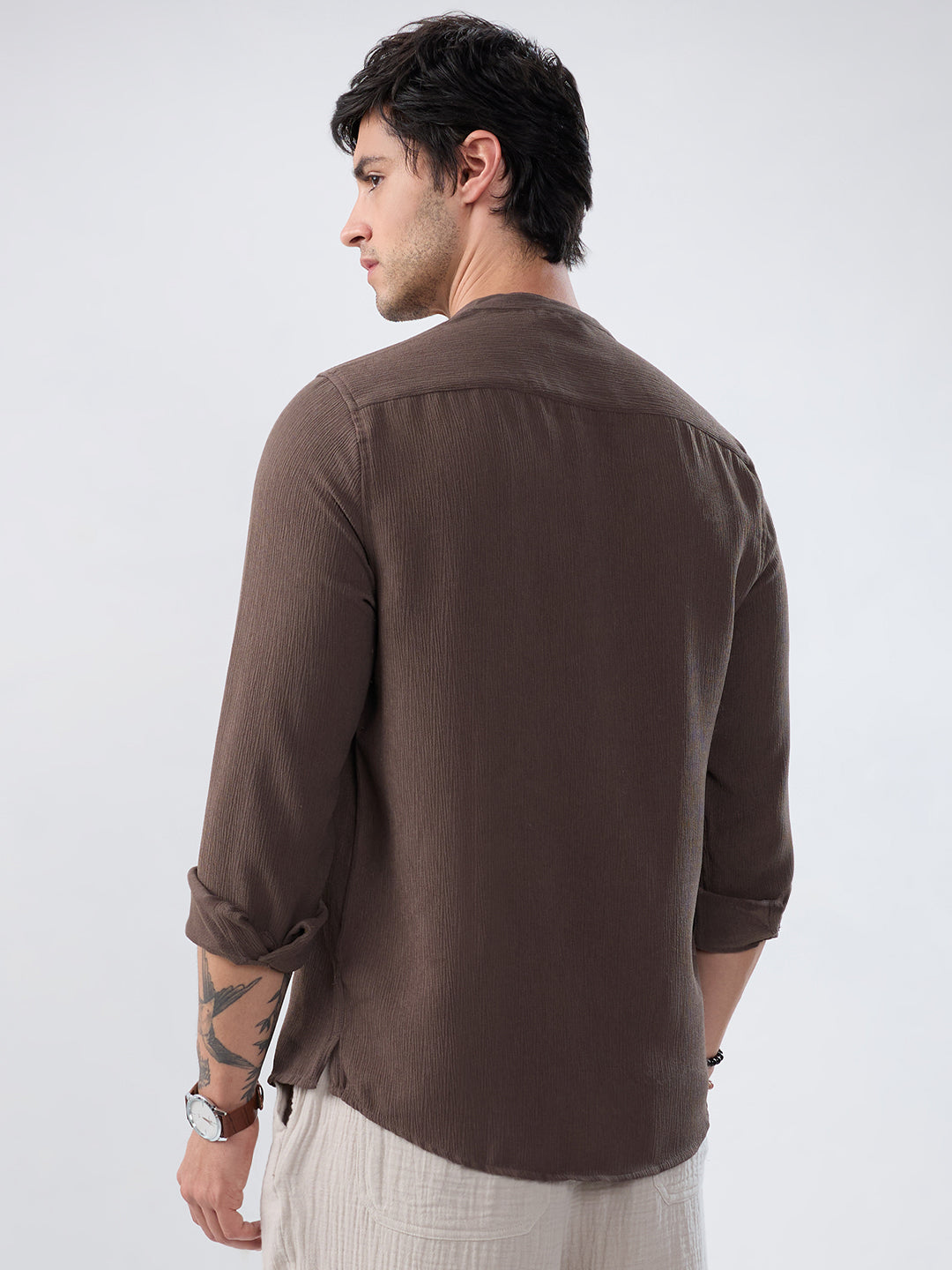 Classic Grey Crinkled Kurta