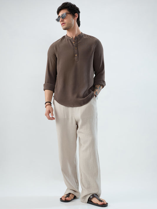 Classic Grey Crinkled Kurta