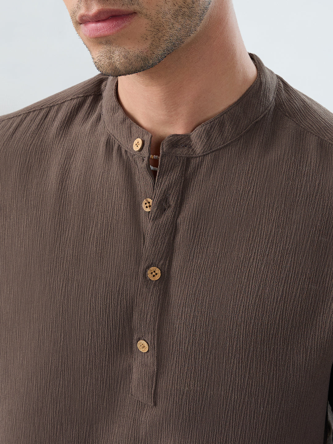 Classic Grey Crinkled Kurta