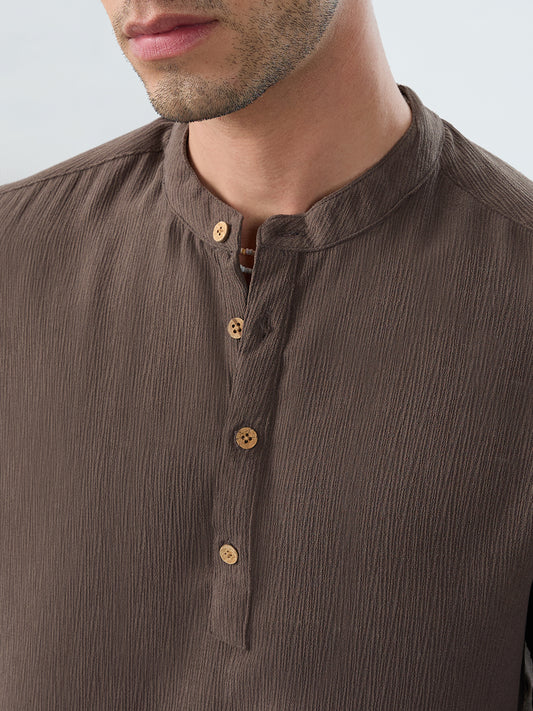 Classic Grey Crinkled Kurta
