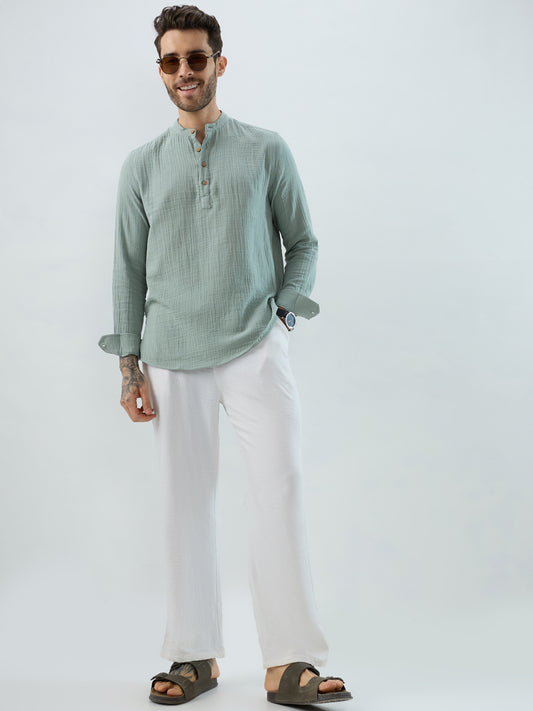 Elegant Seafoam Green Double Cloth Kurta
