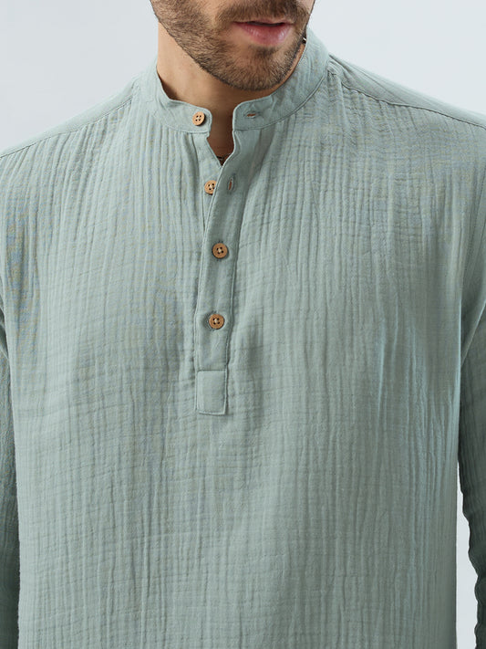 Elegant Seafoam Green Double Cloth Kurta
