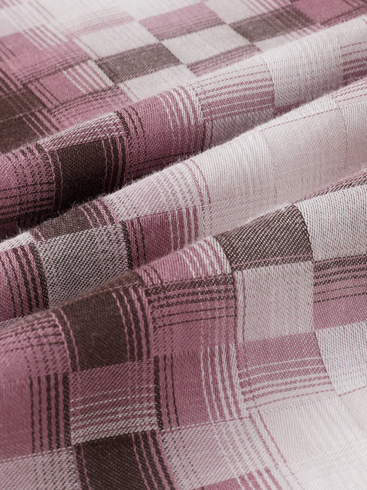 Turkish Rose Pink Pixel Block Checks Kurta