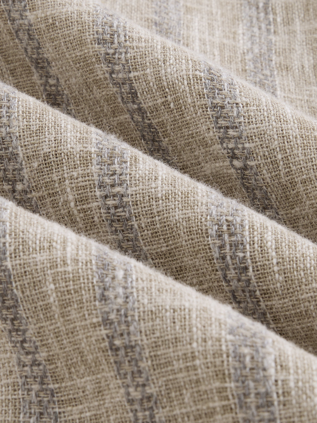 Minimalist Beige Multi-Stripe Burlap Linen Blend Kurta