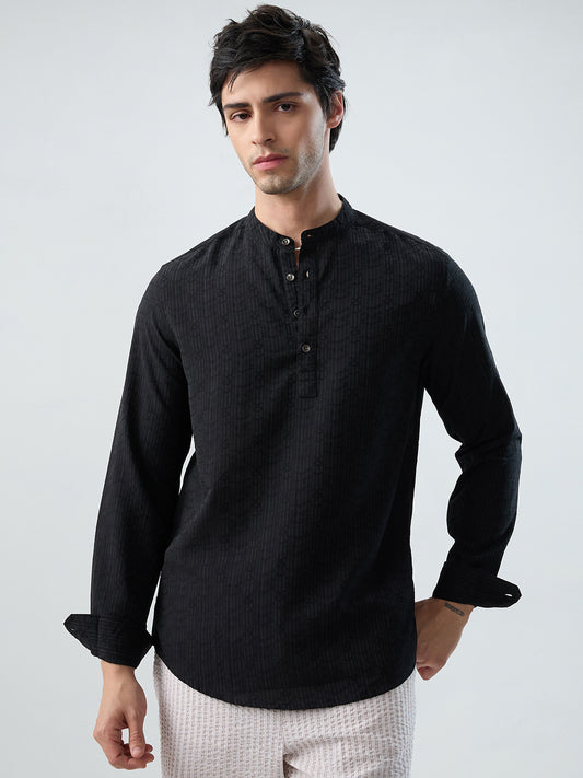 Detailed Black Jacquard Grace Kurta