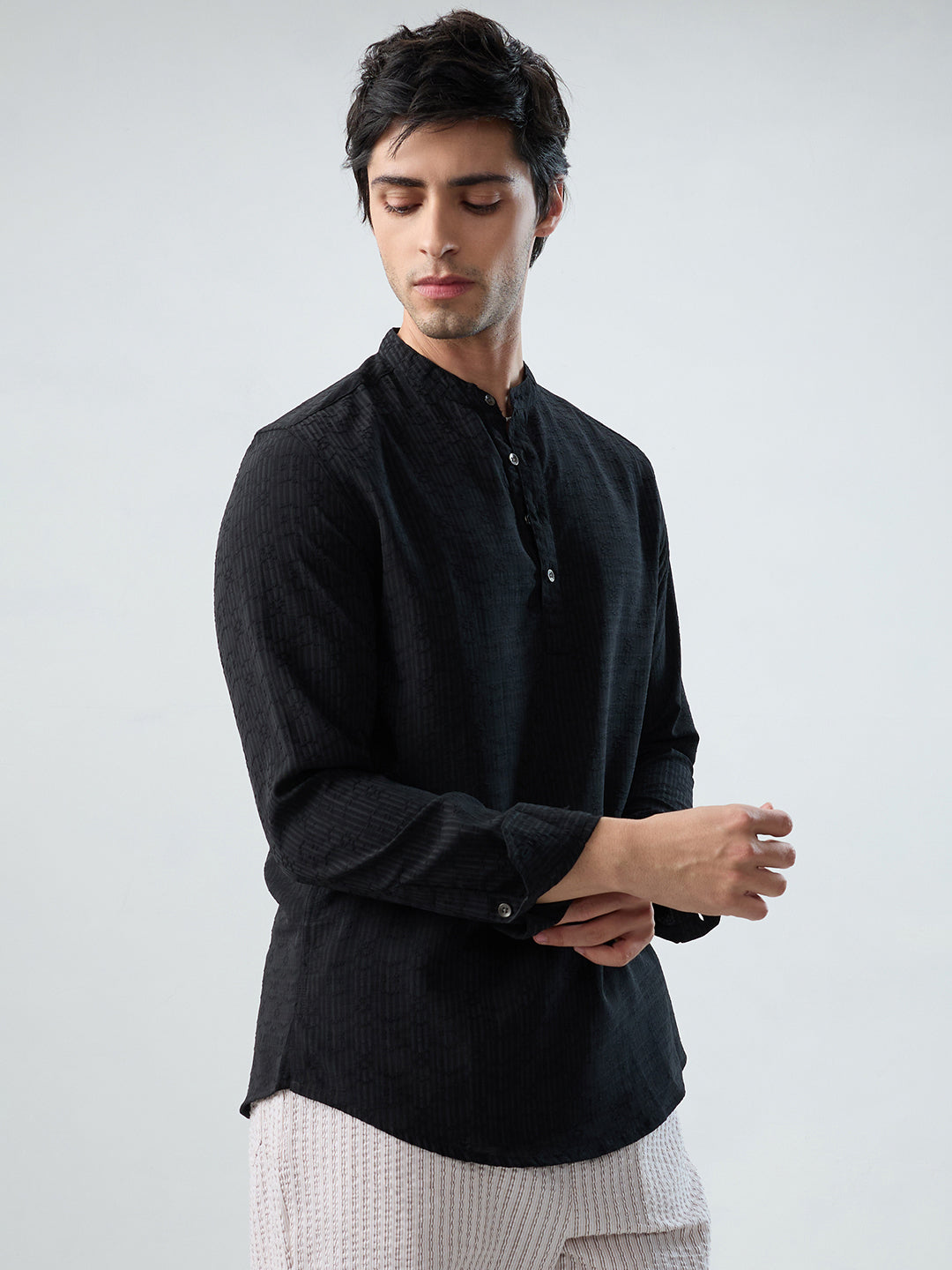 Detailed Black Jacquard Grace Kurta