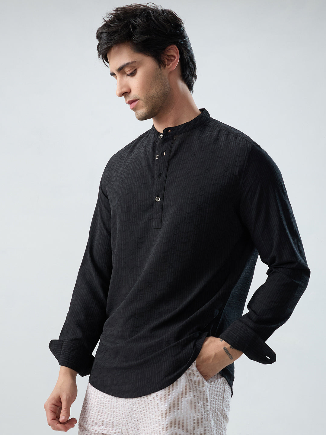 Detailed Black Jacquard Grace Kurta