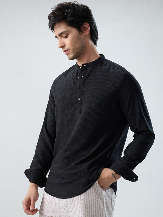 Detailed Black Jacquard Grace Kurta