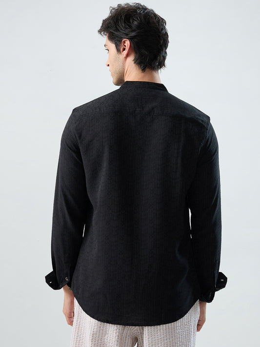 Detailed Black Jacquard Grace Kurta