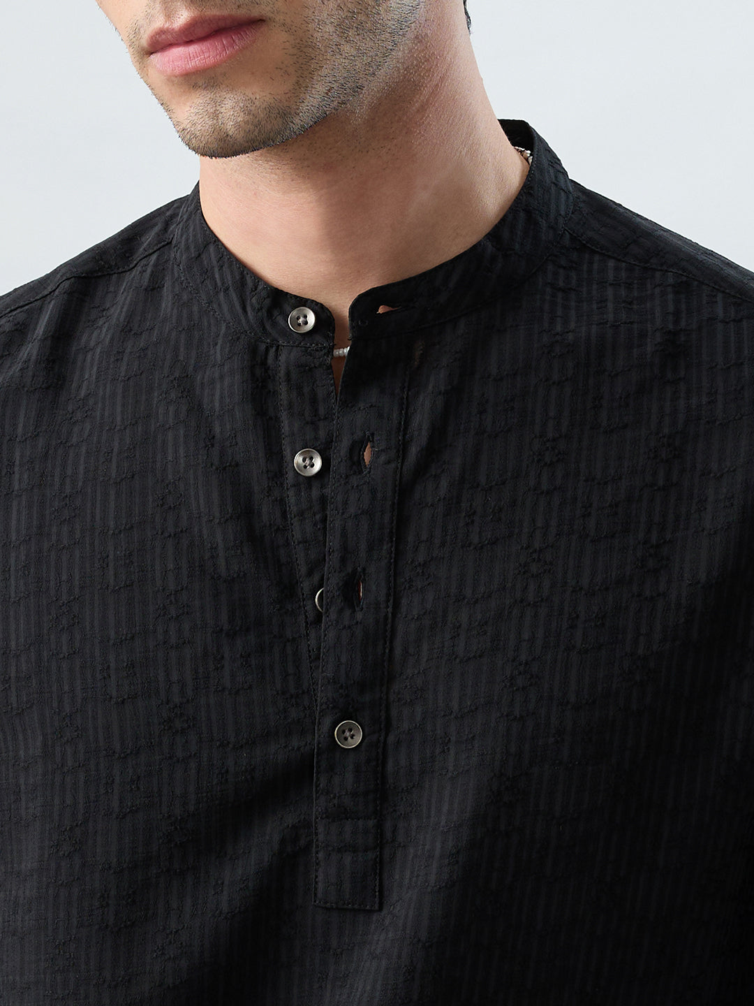 Detailed Black Jacquard Grace Kurta