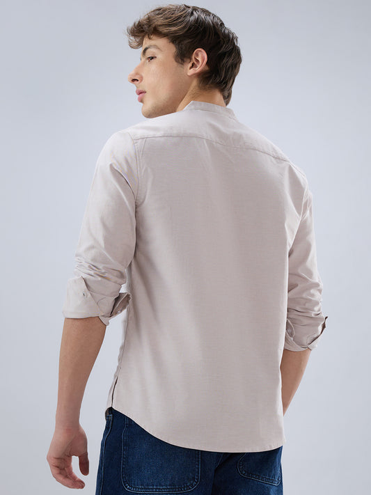 Elegant Sand Beige Oxford Everyday Kurta