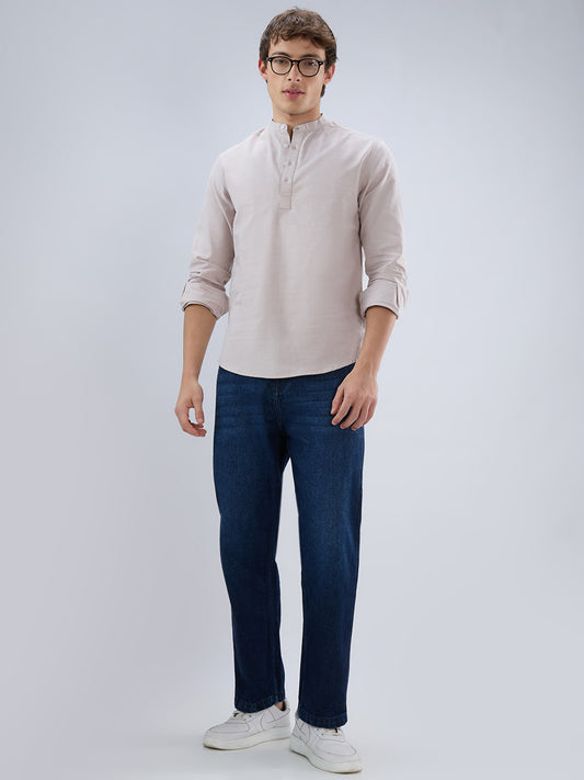 Elegant Sand Beige Oxford Everyday Kurta