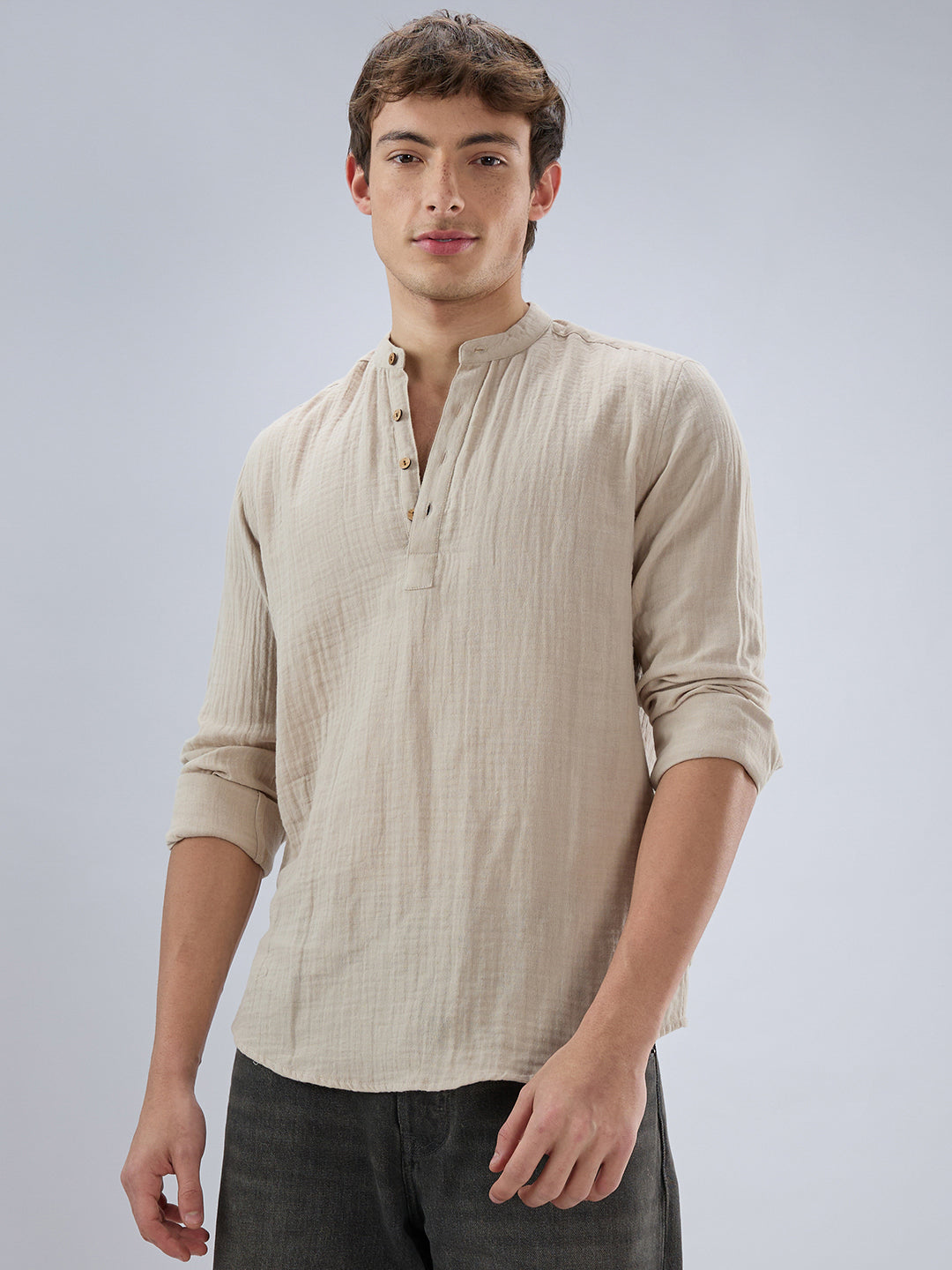 Soft Pastel Beige Double Cloth Kurta