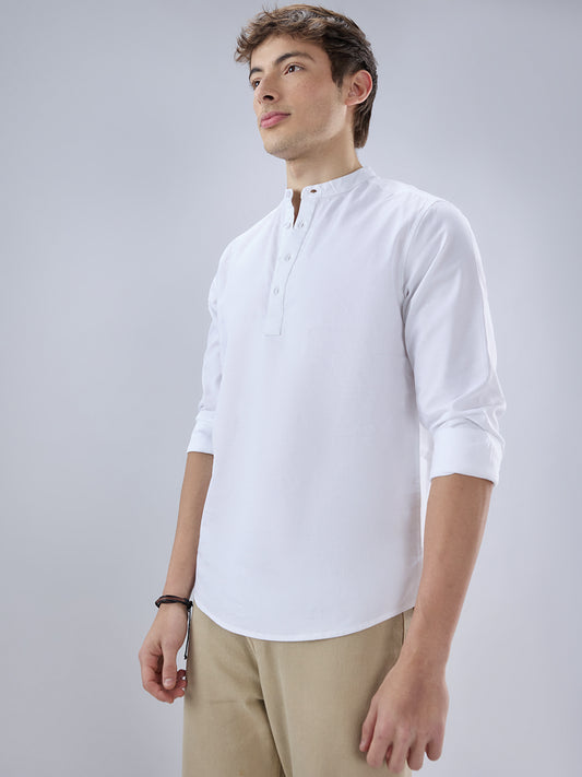 Elegant Pearl White Oxford Everyday Kurta