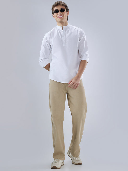 Elegant Pearl White Oxford Everyday Kurta