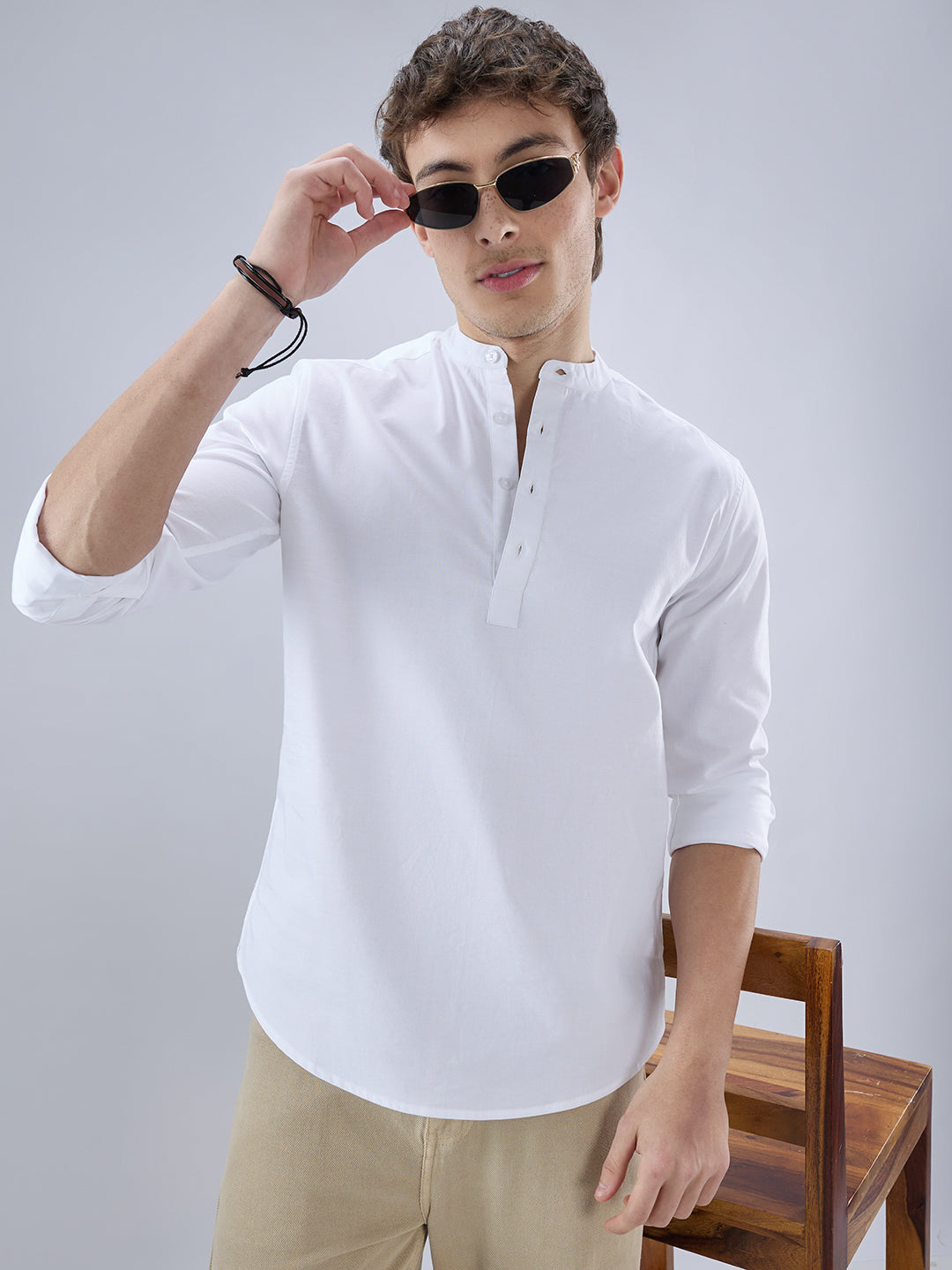 Elegant Pearl White Oxford Everyday Kurta
