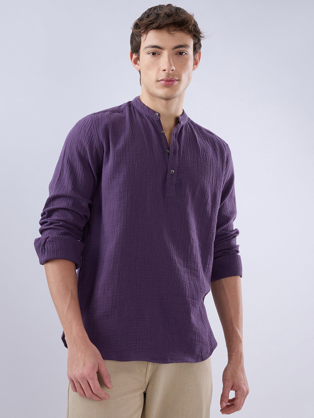 Kalamata Purple Double Cloth Kurta