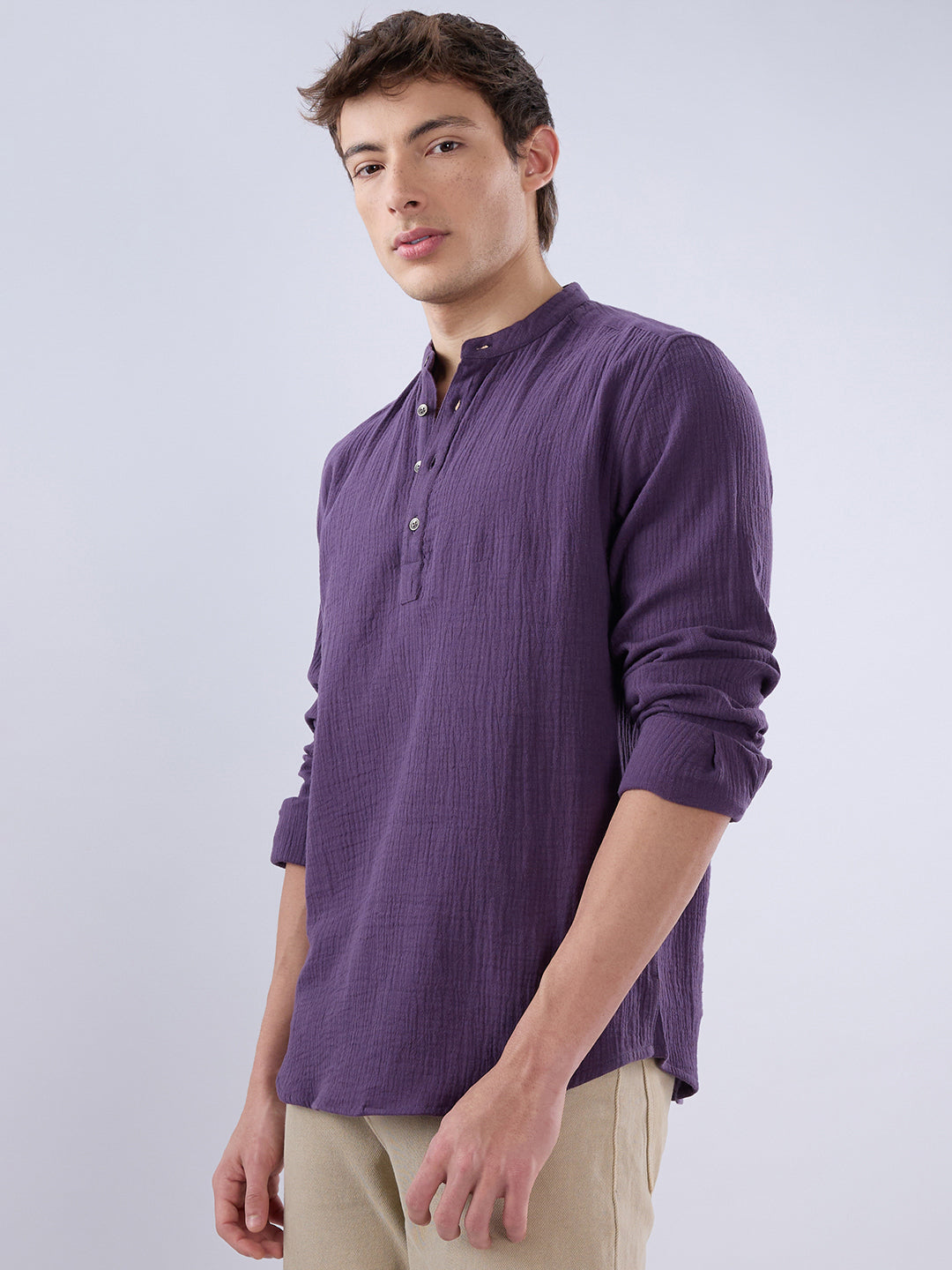 Kalamata Purple Double Cloth Kurta